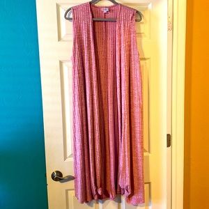 LuLaRoe Sleeveless Joy Duster, Color Pink/White, Size Medium